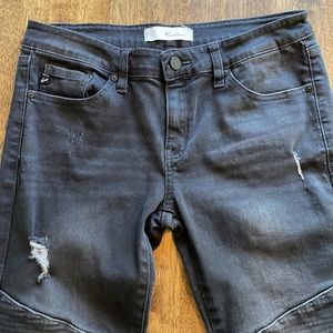 Black Distressed Kancan Jeans with knee patches